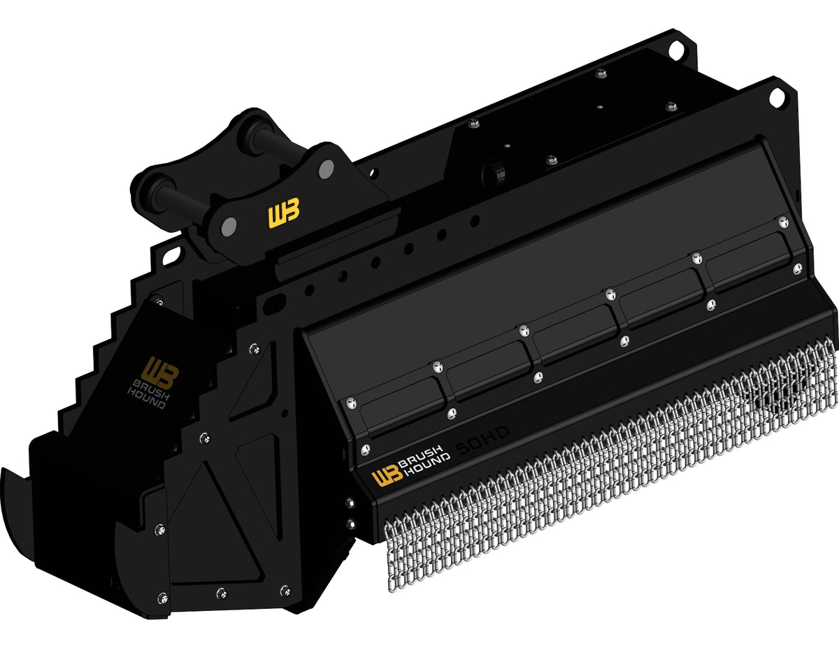 Werk-Brau BrushHound Flail Shredder | Model 30EX–50EX-HD | Width 30–50" | 4–20 Tons | For Mini Excavator, Excavator & Backhoe