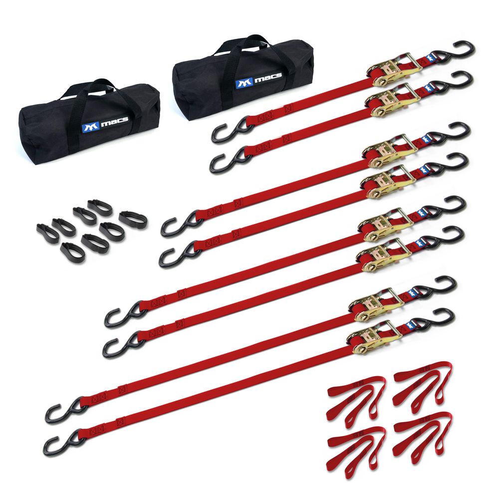 Black Widow Grab & Go 1" Strap Pack with 2 Small Bags | Model 510201 To 510209 | 1" Wide | Break Strength 2,800 lb | For Motorcycles, ATVs & Cargo