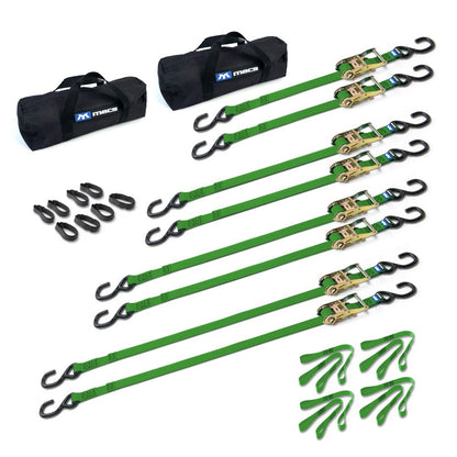 Black Widow Grab & Go 1" Strap Pack with 2 Small Bags | Model 510201 To 510209 | 1" Wide | Break Strength 2,800 lb | For Motorcycles, ATVs & Cargo