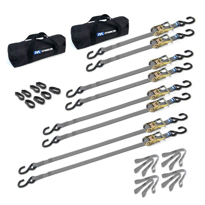 Black Widow Grab & Go 1" Strap Pack with 2 Small Bags | Model 510201 To 510209 | 1" Wide | Break Strength 2,800 lb | For Motorcycles, ATVs & Cargo