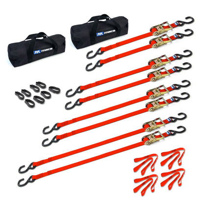 Black Widow Grab & Go 1" Strap Pack with 2 Small Bags | Model 510201 To 510209 | 1" Wide | Break Strength 2,800 lb | For Motorcycles, ATVs & Cargo