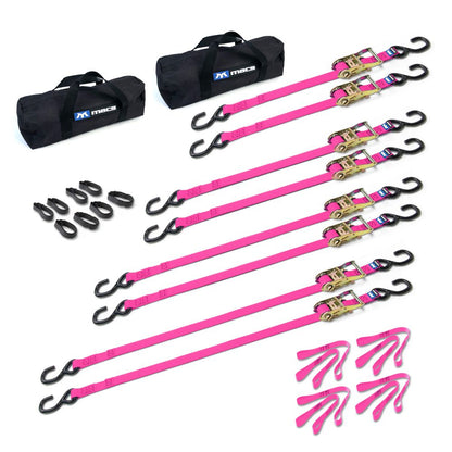 Black Widow Grab & Go 1" Strap Pack with 2 Small Bags | Model 510201 To 510209 | 1" Wide | Break Strength 2,800 lb | For Motorcycles, ATVs & Cargo