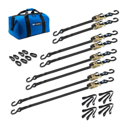 Black Widow Grab & Go 1" Ratchet Strap Pack | Model 51021 Series | Lengths Up To 12' | Capacity 4,000 lb | 4 To 90+ HP | For Motorcycles, ATVs, UTVs & Cargo