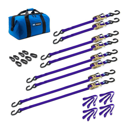 Black Widow Grab & Go 1" Ratchet Strap Pack | Model 51021 Series | Lengths Up To 12' | Capacity 4,000 lb | 4 To 90+ HP | For Motorcycles, ATVs, UTVs & Cargo