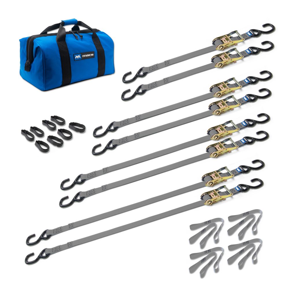 Black Widow Grab & Go 1" Ratchet Strap Pack | Model 51021 Series | Lengths Up To 12' | Capacity 4,000 lb | 4 To 90+ HP | For Motorcycles, ATVs, UTVs & Cargo