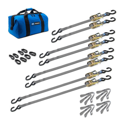 Black Widow Grab & Go 1" Ratchet Strap Pack | Model 51021 Series | Lengths Up To 12' | Capacity 4,000 lb | 4 To 90+ HP | For Motorcycles, ATVs, UTVs & Cargo