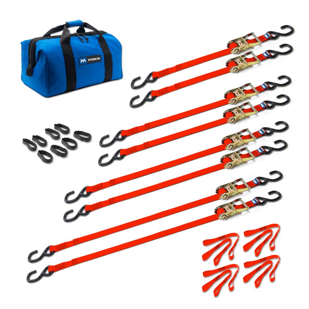 Black Widow Grab & Go 1" Ratchet Strap Pack | Model 51021 Series | Lengths Up To 12' | Capacity 4,000 lb | 4 To 90+ HP | For Motorcycles, ATVs, UTVs & Cargo