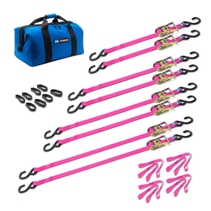 Black Widow Grab & Go 1" Ratchet Strap Pack | Model 51021 Series | Lengths Up To 12' | Capacity 4,000 lb | 4 To 90+ HP | For Motorcycles, ATVs, UTVs & Cargo