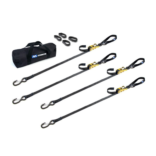 Black Widow Motorcycle Ratchet Tie-Down Pack | Models 51042 & 51043 Series | Size 1" x 6' & 1" x 10' | Break Strength 2,800 lb | 4 To 90+ HP | For Motorcycles, ATVs & UTVs