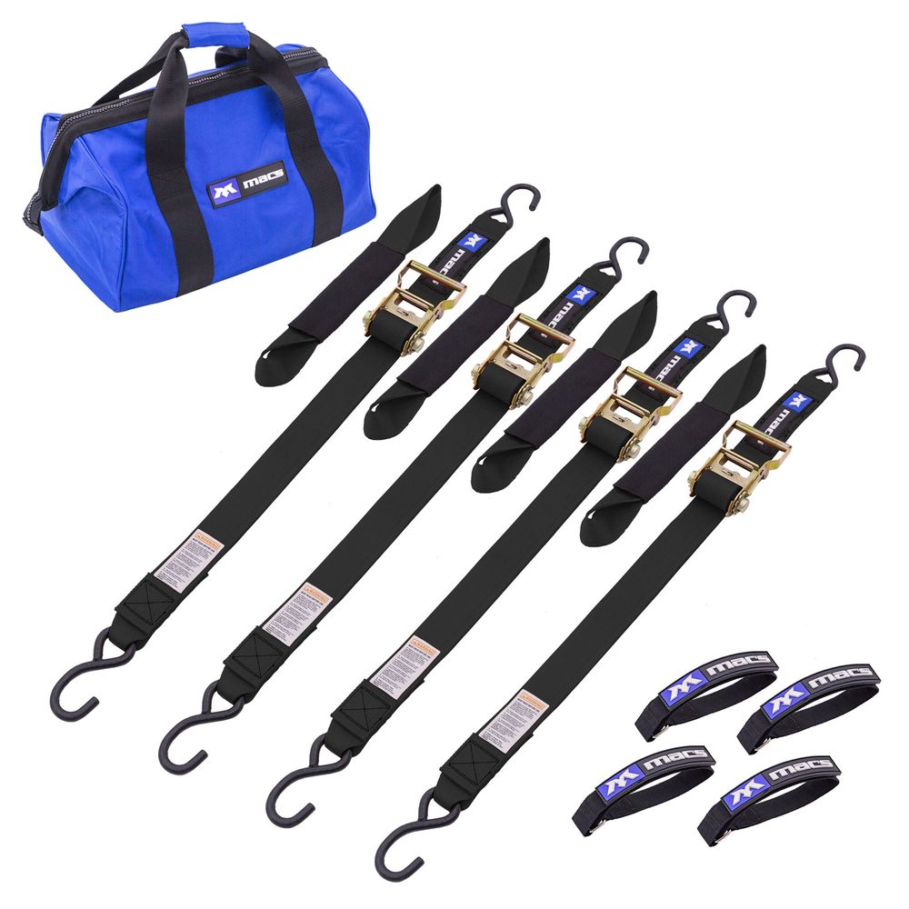 Black Widow ATV & Motorcycle Ratchet Tie-Down Pack | Model 511010, 512010, 517010 & 518010 | Size 6' L x 2" W | Capacity 4,000 lb | Horsepower 4 To 90+ HP | For ATV, UTV & Motorcycle Transport