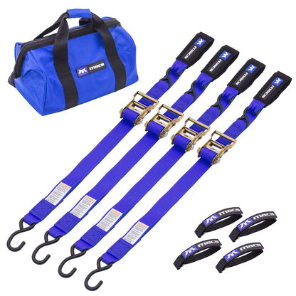 Black Widow Heavy-Duty Motorcycle Ratchet Tie-Down Pack | Model 511011 To 518011 | 2" x 6' Straps | 4,000 lb Capacity | 4 To 90+ HP | For Motorcycles, ATVs & UTVs