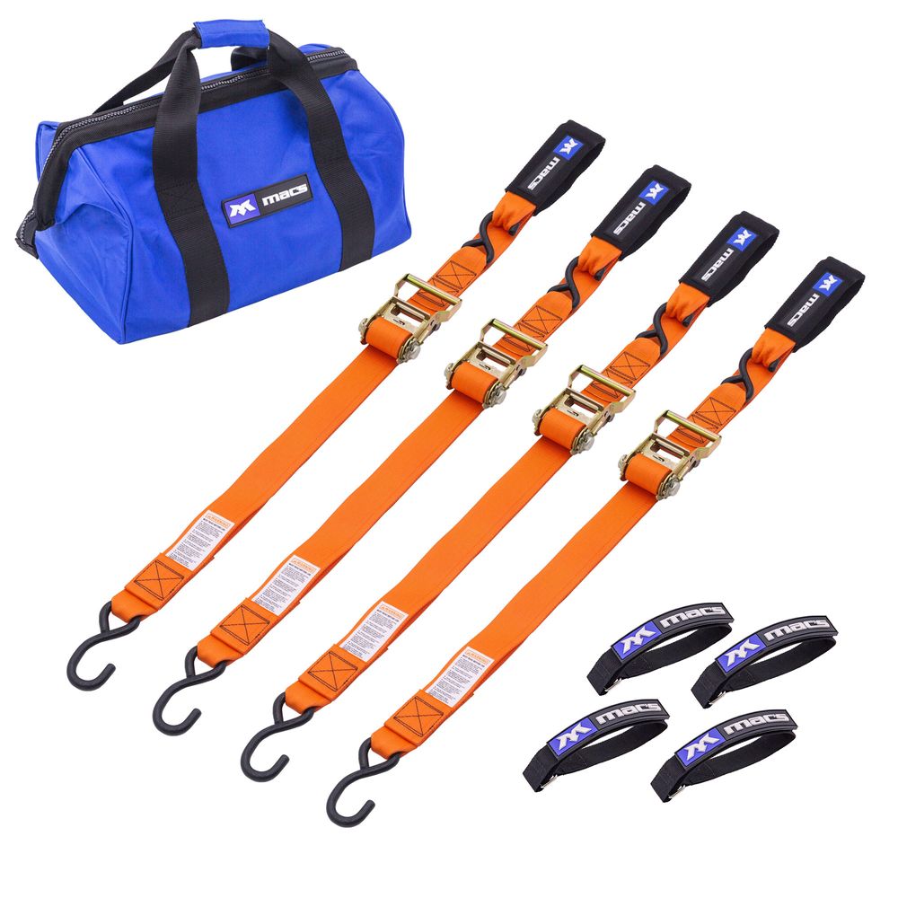 Black Widow Heavy-Duty Motorcycle Ratchet Tie-Down Pack | Model 511011 To 518011 | 2" x 6' Straps | 4,000 lb Capacity | 4 To 90+ HP | For Motorcycles, ATVs & UTVs