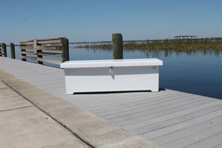 CM Marine Sea Line Dock Box | Model SLDB90 | Size 96" x 25" x 22" | TIG‑Welded Marine Aluminum | Universal Dock & Seawall Mounting