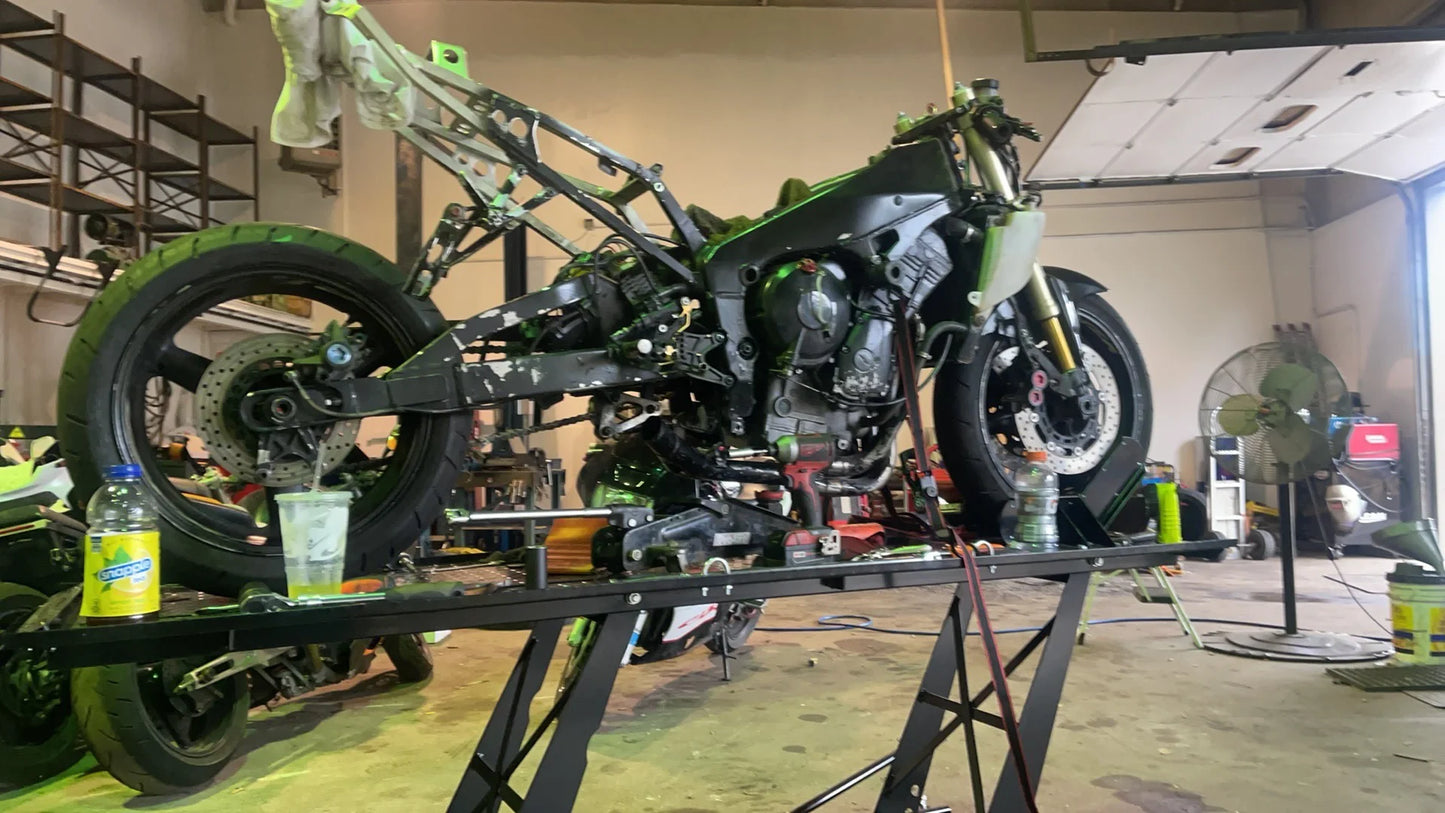 Black Widow Hydraulic Motorcycle Lift Table | Model BW-680 | Platform Size 86-3/4" x 26-7/8" | Capacity 1,000 lb | For Street, Sport & Racing Bikes