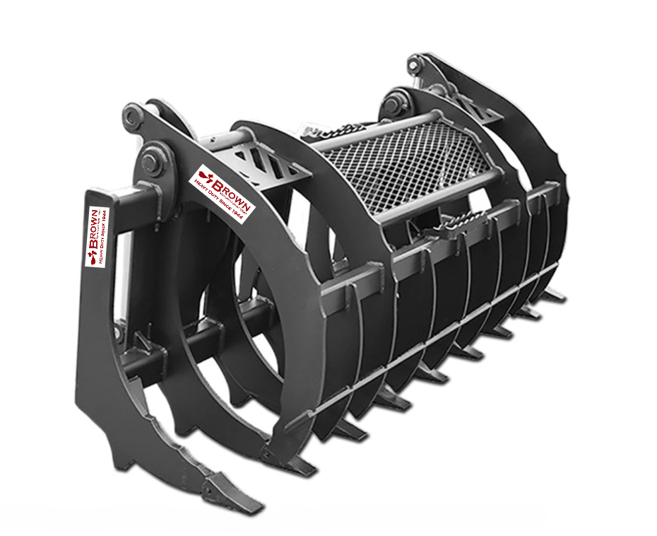 Brown Root Rake Grapple ( Extreme Duty ) | Model BRRGXSS Series | Width 74",80" & 86" | Hydraulic Flow Range 20–35 GPM | For Skid Steer
