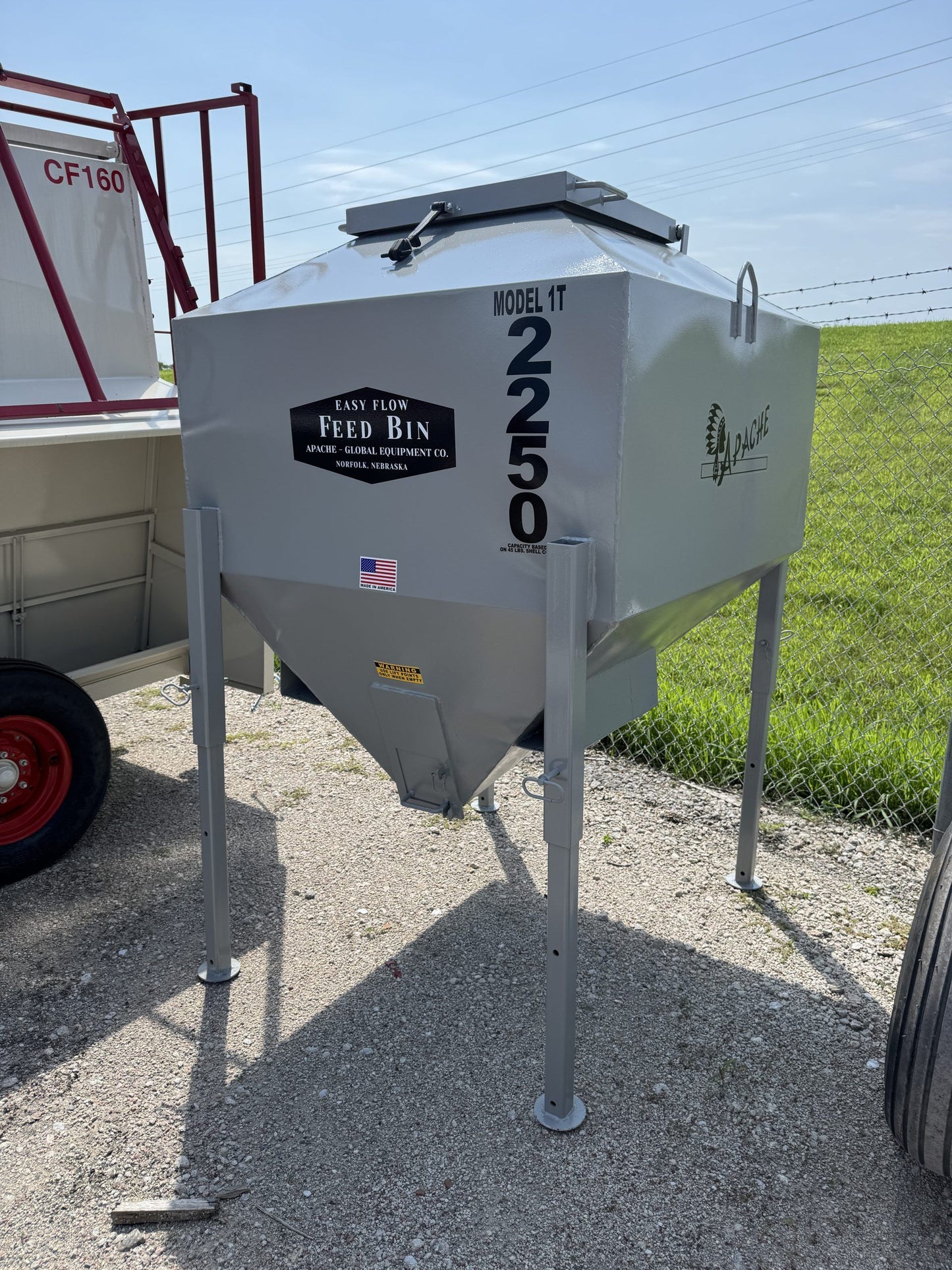 Apache Equipment 1 Ton Stationary Feed Bin | 65" Wide | Galvanized Steel