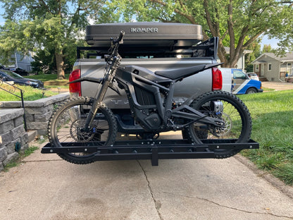 Black Widow Compact Dirt Bike Carrier | Model MCC-300 | Track Size 77" x 7" | Capacity 300 lb | For 2" Class III & IV Hitch Vehicles