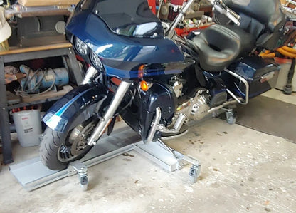 Black Widow Professional Aluminum Motorcycle Dolly | Model BW-PRO-DOLLY | Track Length 89" | Capacity 1,500 lb | For Street, Touring & Cruiser Motorcycles