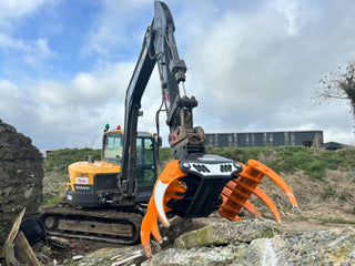 MDE Machinery | Log & Debris Grapple 360° Rotation | Model SX1400R & SX1650R | Opening Width 73.25" & 87" Inches | For 13-35 Tons Excavators