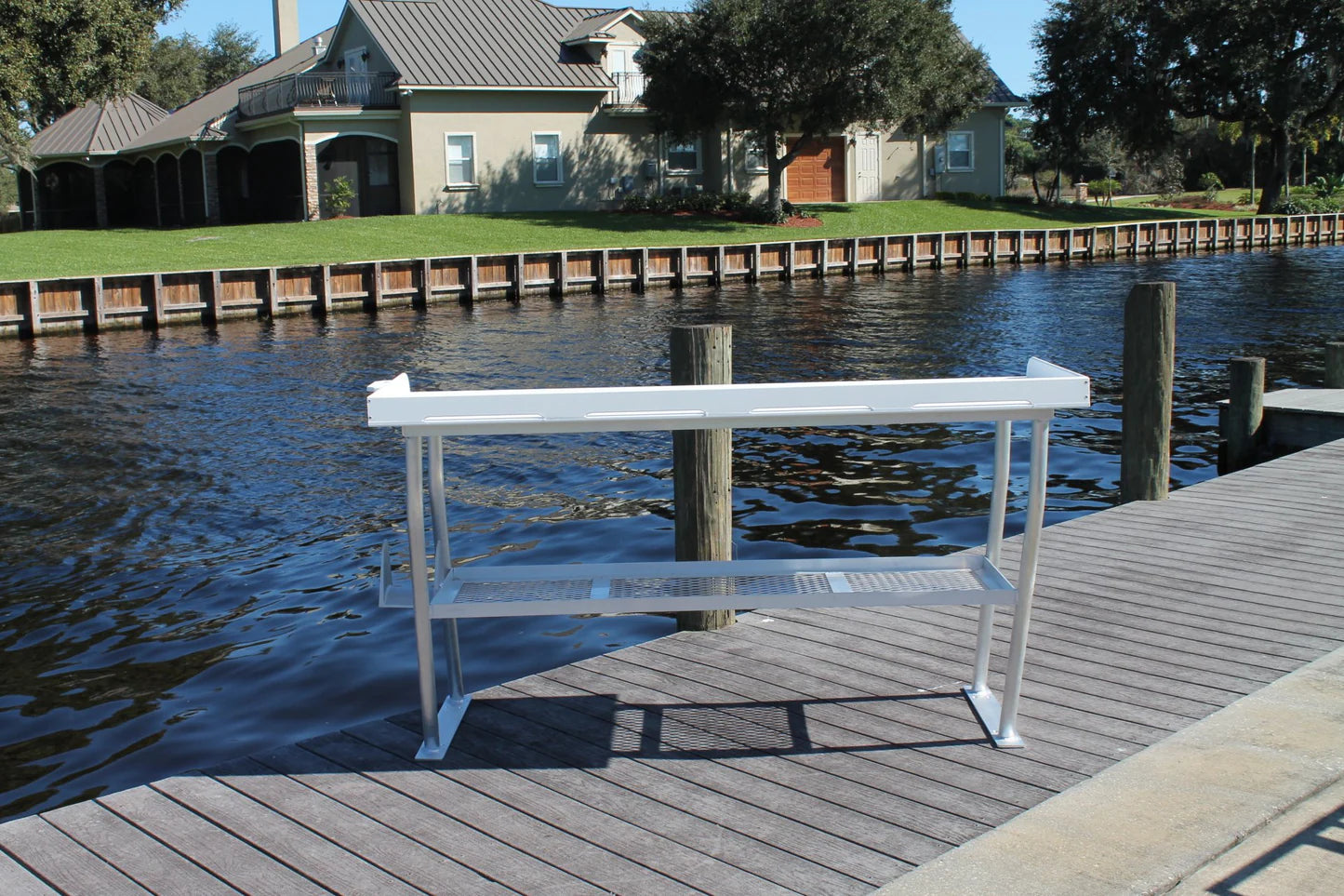 CM Marine Fillet Table | Model FCS96‑4 | Size 96" x 24" | 4‑Leg Overhang Design | TIG‑Welded Aluminum | Universal Dock Mount