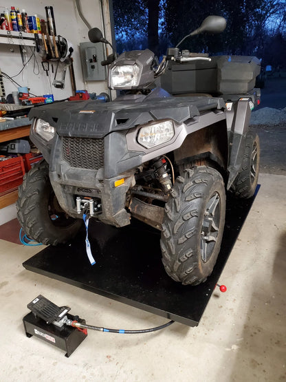 Black Widow Hydraulic ATV Lift Table | Model BW-1500AO-V2 | Size 78" x 47" Platform | Capacity 1,500 lb | Horsepower 4 To 90+ HP | For ATV & UTV Maintenance