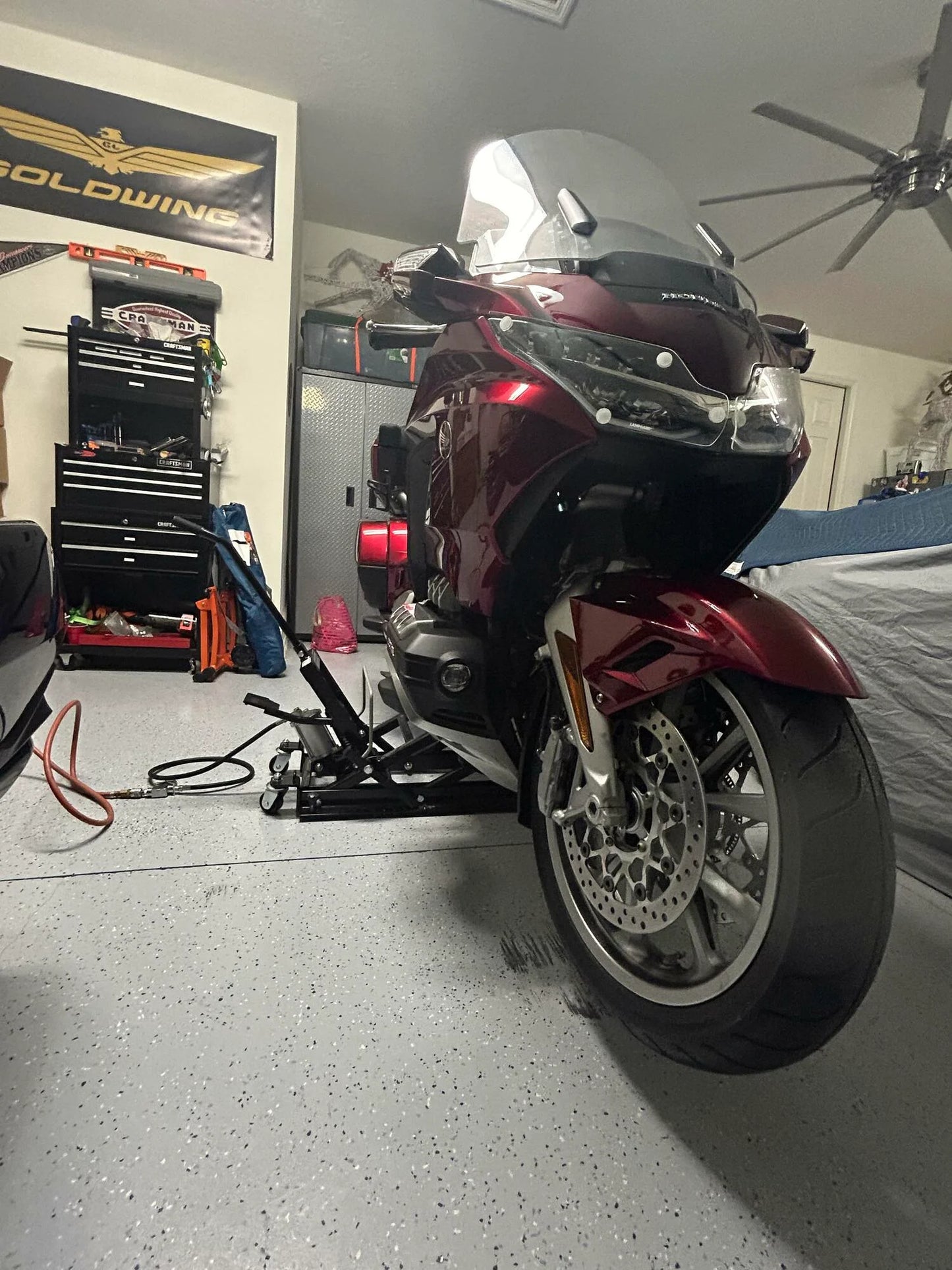 Black Widow Motorcycle & ATV Air-over-Hydraulic Jack | Model BW-0102 | Lift 5.5"–15.125" | Capacity 1,500 lb. | For Bike Maintenance & ATV Repair