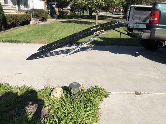 Black Widow Extra-Wide Arched Folding Dual Runner ATV Ramps | Model BW-10817-HD-2 | Length 9 ft | Horsepower Up to 90 HP | For ATVs, UTVs, Truck & Trailer