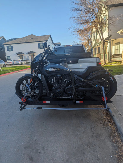 Black Widow Heavy Duty Motorcycle Carrier | Model MCC-600 | Track Size 79" x 7.75" | Capacity 600 lb | For Class III & IV Hitches