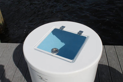 RIO MARINE CUSTOMS | Fiberglass Livewell with Clear Lid | Model RWLW40 | 23" D x 21" H | 40 Gallon Capacity | For Commercial Fishing