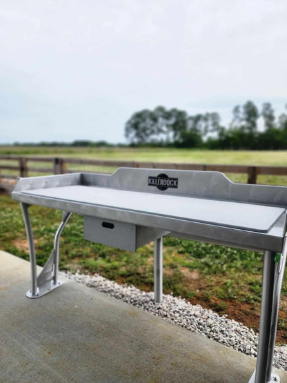 Killer Dock Fish Cleaning Station | Model Upscale 6 1/2 | Width 78" | Marine-Grade Aluminum & HDPE | For Dock, Seawall, Deck & Patio