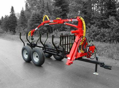 Woody Equipment 8' 9'' Forestry Trailer Model 9-58 HV with Log Loader 105 HD | For Compact Tractors 20 HP - 40HP