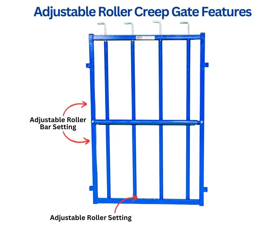 Sydell Deluxe Creep Gate Panel | #0653-4 | Adjustable Vertical Roller | For Sheep & Goat 0653 Series Panel