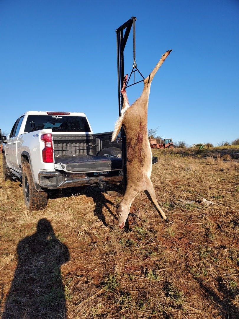 KShot Deluxe Hitch-Mounted Deer Hoist W/ Swivel & Gambrel | Model DEER-HOIST-SWIVEL | Height 95.75" | 20 To 100+ HP | For Trucks, SUVs, ATVs & UTVs