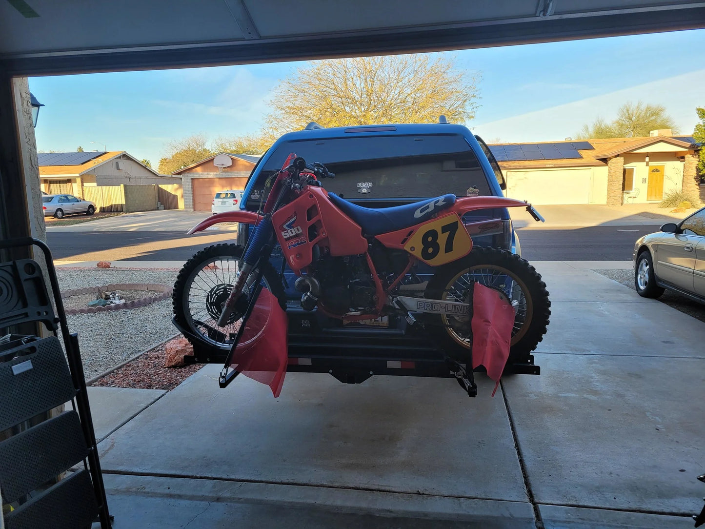 Black Widow Heavy Duty Motorcycle Carrier | Model MCC-600 | Track Size 79" x 7.75" | Capacity 600 lb | For Class III & IV Hitches