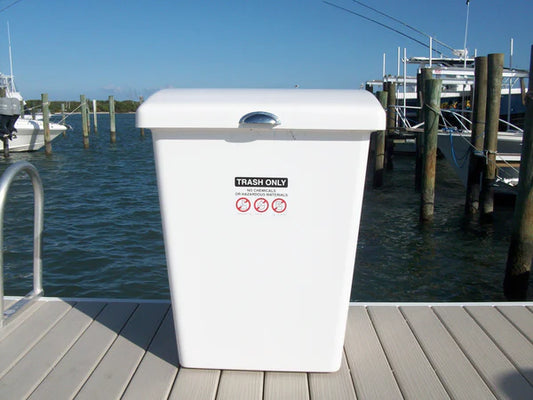 RIO MARINE CUSTOMS | Fiberglass Trash Can | Model RWTR32 | 28" W x 28" D x 35" H | UV Gelcoat Finish | For Home & Marinas