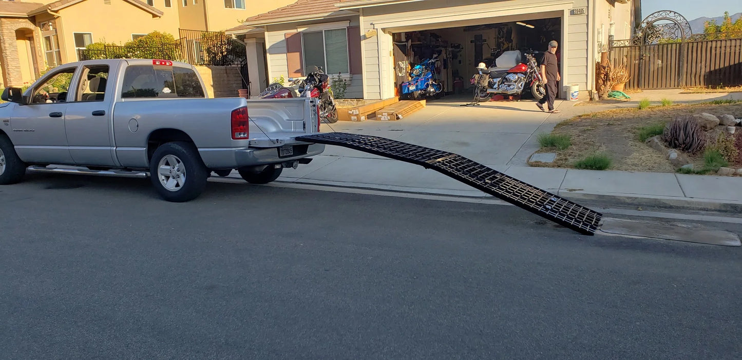 Black Widow Heavy-Duty Folding Arched Motorcycle Ramp | Models BW-12040-HD & BW-14440-HD | Size 40" Wide | Capacity 1,500 lb | For Street, Touring & Cruiser Motorcycles