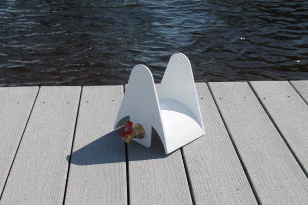 RIO MARINE CUSTOMS | Aluminum Hose Holder with Spigot | Model HH-SPG-WHT | 9" W x 11" H | 100' Capacity | Universal Dock