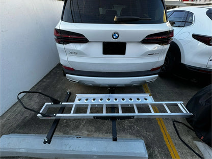 Black Widow Dirt Bike Carrier w/Chock | Model AMC-400-DLX | Track Size 75" | Capacity 400 lb | For Class III & IV 2" Hitch Motorcycles