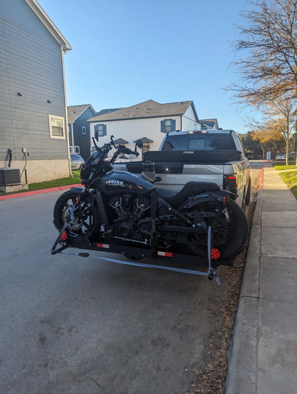 Black Widow Heavy Duty Motorcycle Carrier | Model MCC-600 | Track Size 79" x 7.75" | Capacity 600 lb | For Class III & IV Hitches