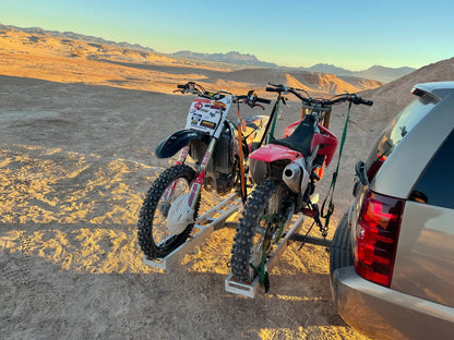 Black Widow Double Dirt Bike Carrier | Model AMC-600-2 | Track Width 75" | Capacity 600 lb | For Class III/IV 2" Hitch Motorcycle & EBike