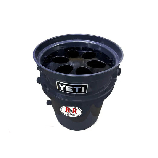 R&R Tackle Co. Live Bait Bucket Tube Saltwater Fishing Attachment | Model Kite/Pitch 6-Hole | 12" Oval Tube | For Offshore Anglers (Designed for Small Bait Species)