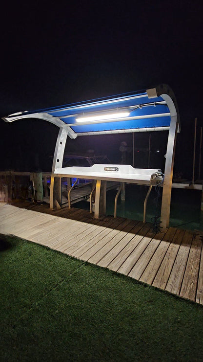 Killer Dock Premium Fish Cleaning Station | Model Slam 7 ½ | Width 90" | Marine-Grade Aluminum & HDPE | For Dock, Seawall & Patio