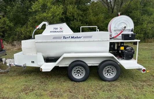TurfMaker Hydroseeder | Model 700 (Diesel Engine) | Total Capacity 700 Gallons | Skid Frame Width 47" | Double Axle Trailer Option