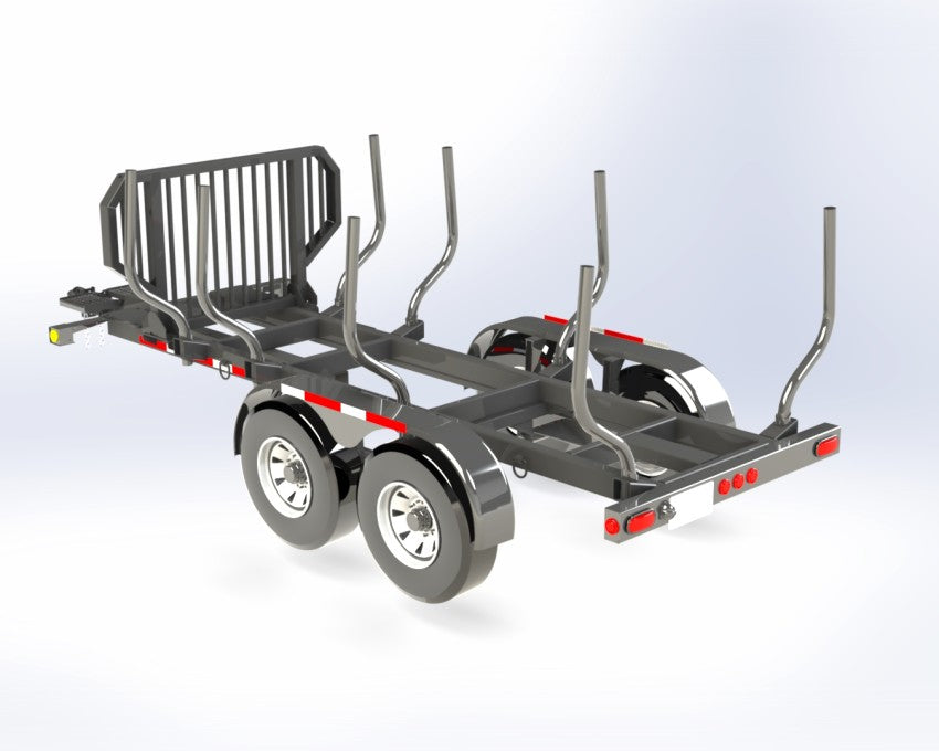 Woody Equipment 10′ Road Trailer Model 10-66 HV-R with Gooseneck Log Loader Model 115 HD & 130 HD | Pull Type | For Small Trucks & Tractors