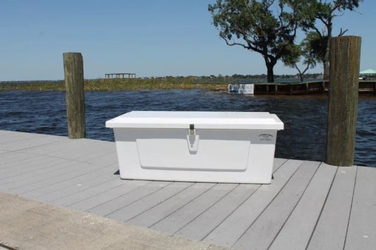 RIO MARINE CUSTOMS | Dock Box | Model CM02-S | 48" W x 18" H x 20" D | Dual Gas Shocks | Heavy-Duty Fiberglass | Universal Boat