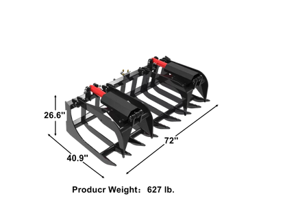 Landy Attachments Root Grapple Bucket | Width 72" | 16 GPM | For Skid Steers