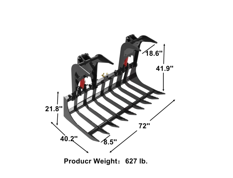 Landy Attachments Root Grapple Bucket | Width 72" | 16 GPM | For Skid Steers