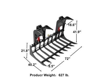 Landy Attachments Root Grapple Bucket | Width 72" | 16 GPM | For Skid Steers