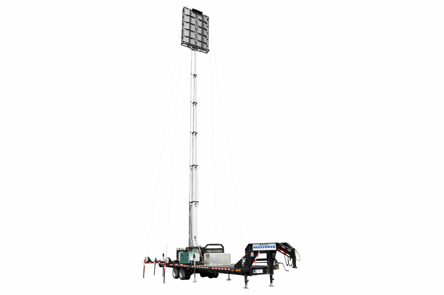 Larson Electronics MegaTower 50' Pneumatic Megatower™- 21 Foot Trailer - Extends 22-58 Feet - (16) 480 Watt LED Lights