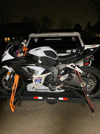 Black Widow Heavy Duty Motorcycle Carrier | Model MCC-600 | Track Size 79" x 7.75" | Capacity 600 lb | For Class III & IV Hitches